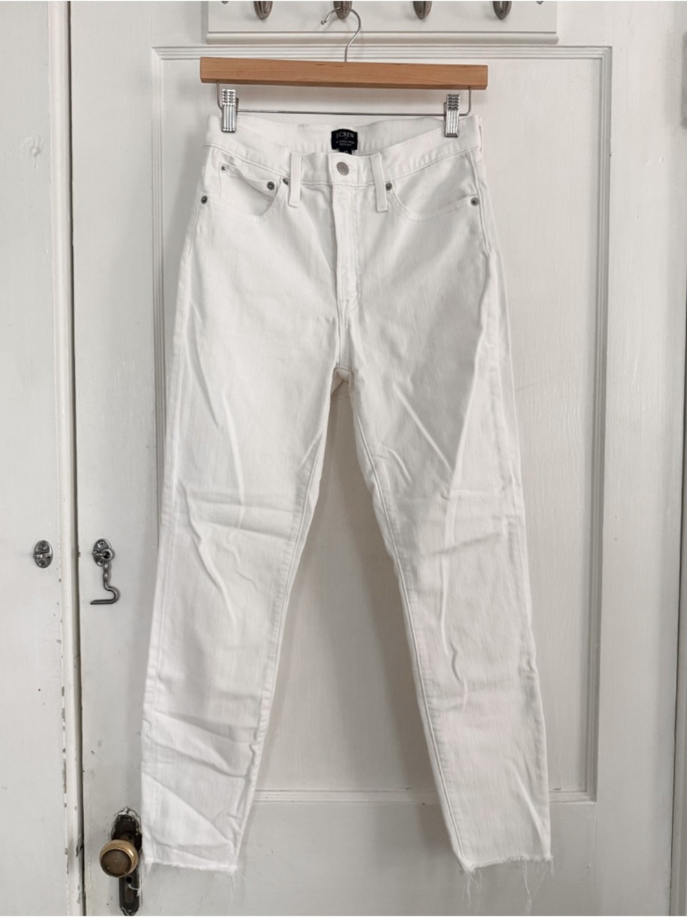 J. Crew 10" Hi Rise Skinny White Denim Jeans